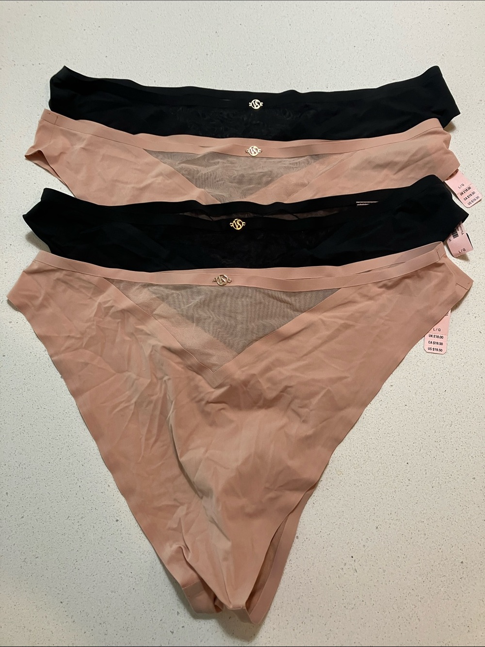 Victoria's Secret Smooth Bikini 4 Panty Pack - Black & Blush Pink